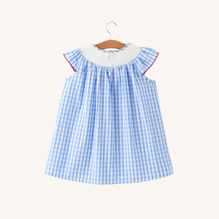 Flag Embroidery Smocked Dress – Red, White & Blue
