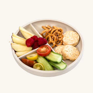 Suction Divider Plate & Spoon Set – Coconut
