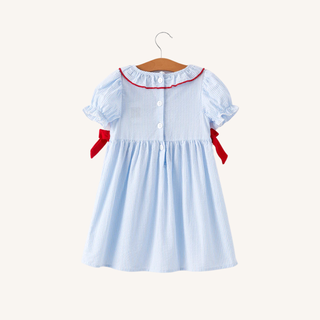 Star Embroidered Smocked Dress – Red, White & Blue

