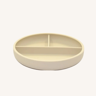 Suction Divider Plate & Spoon Set – Coconut
