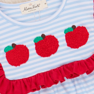 Red Apples & Blue Stripes Ruffle Outfit

