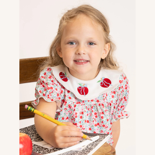 Apple Blossom Embroidered Collar Ruffle Outfit
