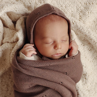 Organic Pointelle Luxury Knit Swaddle — Mocha
