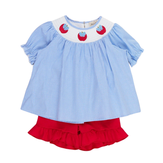 Crisp Apple Delight Smocked Cotton Outfit
