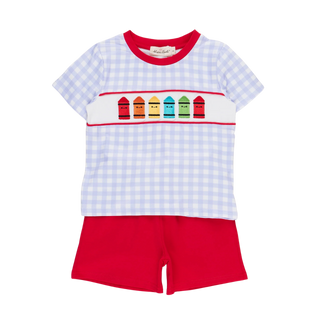 Bright Crayons Embroidered Gingham Outfit
