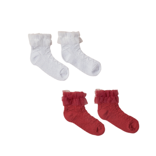 Ruffle Socks Two Pack with Tulle Trim
