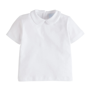 Piped Peter Pan Shirt in White
