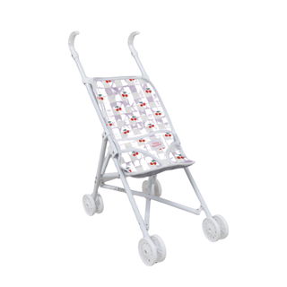 Stroller for Doll in Violet Gingham and Cherries
