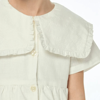 Paolina Dress – Off White Embroidered Linen Look
