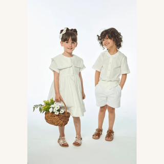 Paolina Dress – Off White Embroidered Linen Look
