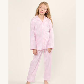 Kid’s Twill Pajama Set in Pink Gingham
