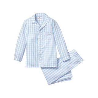 Kid’s Twill Pajama Set in Light Blue Gingham
