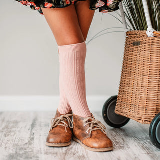 Blush Cable Knit Knee High Sock
