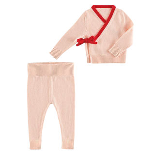 Two Piece Knit Wrap Set – Pink/Red
