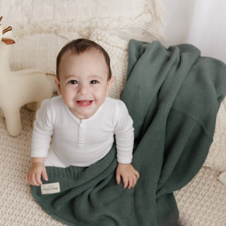 Heritage Knit Swaddle — Hunter Green
