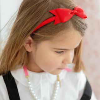 Eloise Satin Bow Headband – Red
