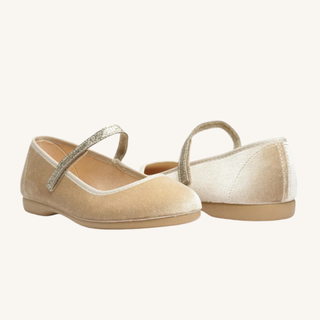 Clara Velvet Mary Jane Shoe – Gold
