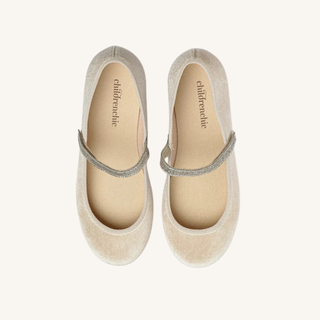 Clara Velvet Mary Jane Shoe – Gold
