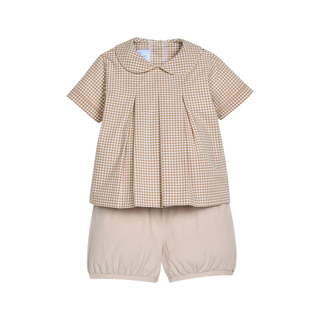 Carson Short Set – Khaki Gingham
