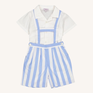Elias H Back Suspender Shorts – Blue Stripe
