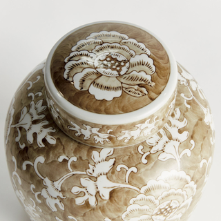 Province Lotus Lidded Jar – Brown & White
