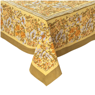 Jardin Tablecloth – Mustard & Grey (59 × 59 in.)
