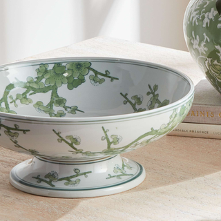 Imperial Empress Decorative Footed Bowl – Green & White
