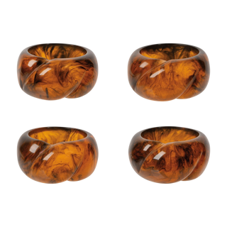Tortoise Shell Resin Napkin Rings Set
