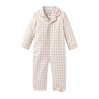 Petite Plume Baby's Twill Classic Romper – Camel Gingham
