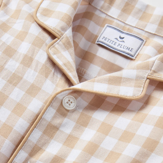 Petite Plume Baby's Twill Classic Romper – Camel Gingham
