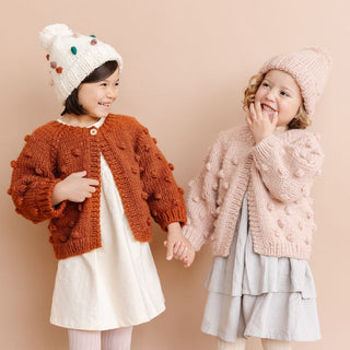 Popcorn Knit Cardigan in Blush
