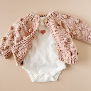 Popcorn Knit Cardigan in Blush
