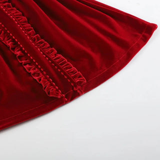 Red Velvet Ruffle Dress
