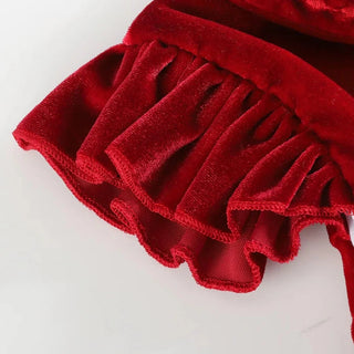 Red Velvet Ruffle Dress
