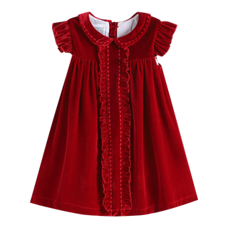 Red Velvet Ruffle Dress
