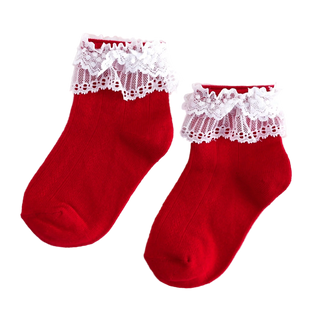 Red & White Lace Bobby Socks
