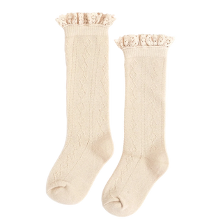 Vanilla Fancy Lace Top Knee Highs
