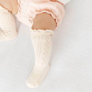 Vanilla Fancy Lace Top Knee Highs

