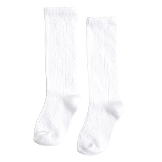 White Scalloped Fancy Knee High Socks
